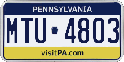 PA license plate MTU4803