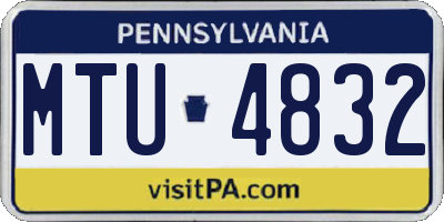 PA license plate MTU4832