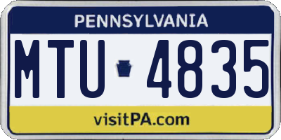 PA license plate MTU4835