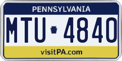 PA license plate MTU4840