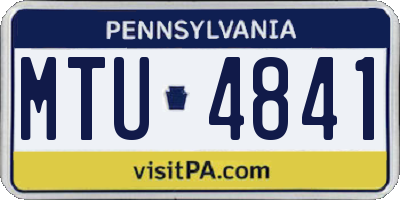 PA license plate MTU4841