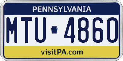 PA license plate MTU4860