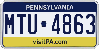 PA license plate MTU4863