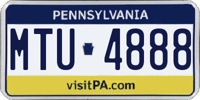 PA license plate MTU4888