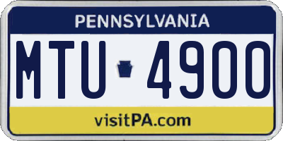 PA license plate MTU4900