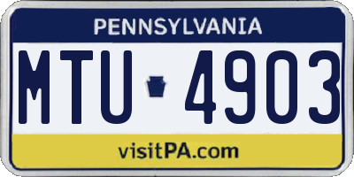 PA license plate MTU4903