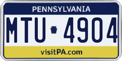 PA license plate MTU4904