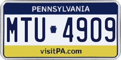 PA license plate MTU4909