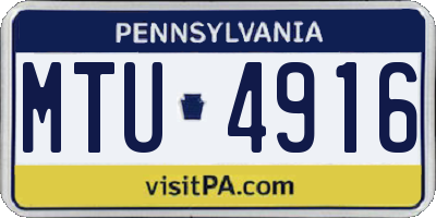 PA license plate MTU4916