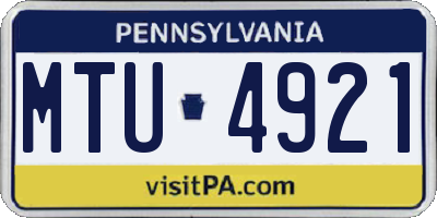 PA license plate MTU4921