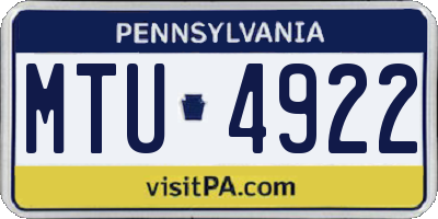 PA license plate MTU4922