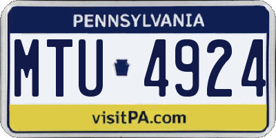 PA license plate MTU4924