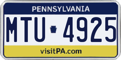 PA license plate MTU4925