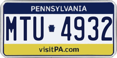 PA license plate MTU4932