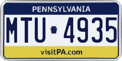 PA license plate MTU4935