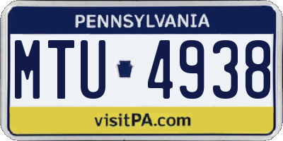 PA license plate MTU4938