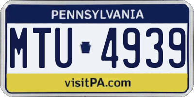 PA license plate MTU4939