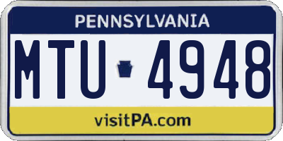 PA license plate MTU4948