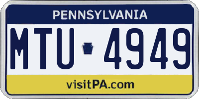 PA license plate MTU4949