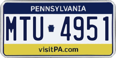 PA license plate MTU4951
