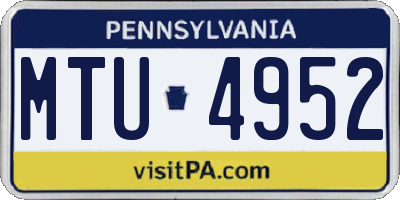 PA license plate MTU4952