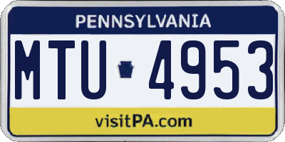 PA license plate MTU4953