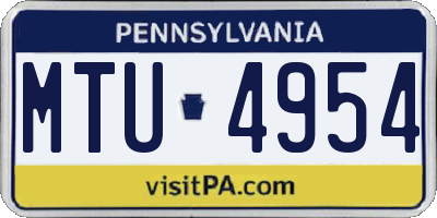 PA license plate MTU4954