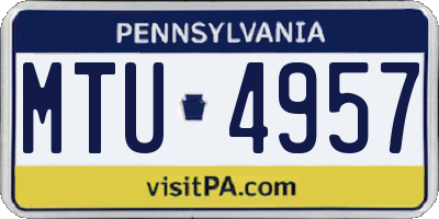 PA license plate MTU4957
