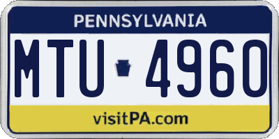 PA license plate MTU4960