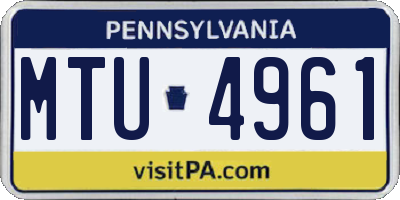 PA license plate MTU4961