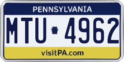 PA license plate MTU4962