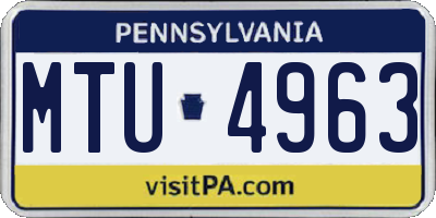 PA license plate MTU4963