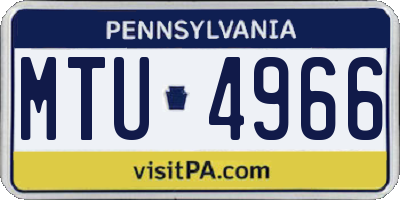 PA license plate MTU4966