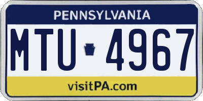 PA license plate MTU4967