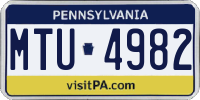 PA license plate MTU4982