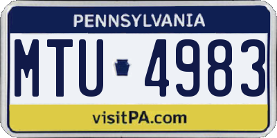 PA license plate MTU4983