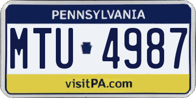 PA license plate MTU4987