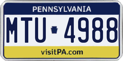 PA license plate MTU4988