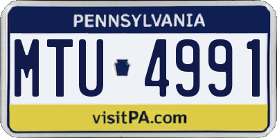 PA license plate MTU4991