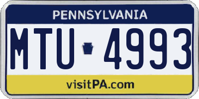 PA license plate MTU4993