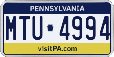 PA license plate MTU4994