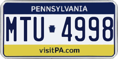 PA license plate MTU4998