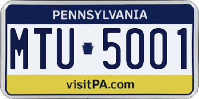 PA license plate MTU5001