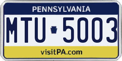 PA license plate MTU5003