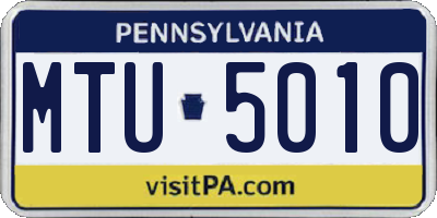 PA license plate MTU5010