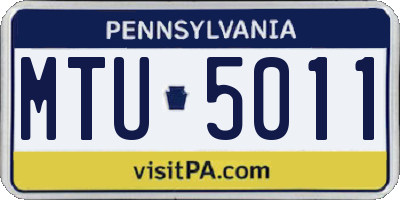 PA license plate MTU5011