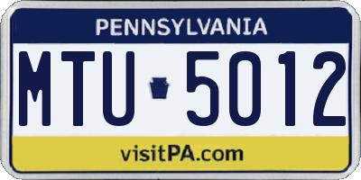 PA license plate MTU5012