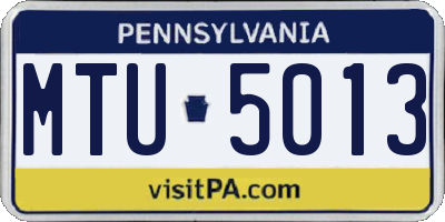 PA license plate MTU5013