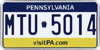 PA license plate MTU5014