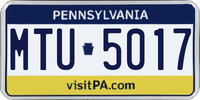 PA license plate MTU5017